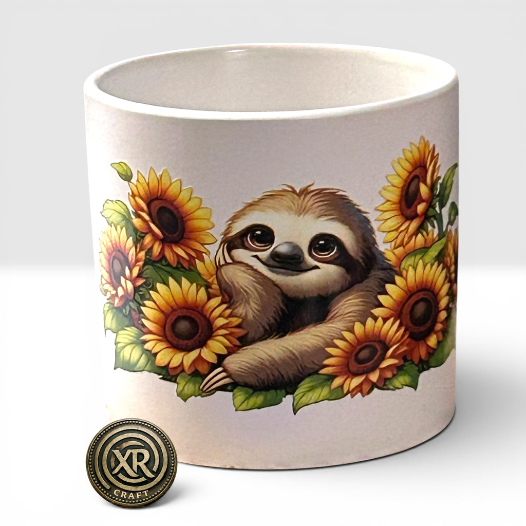 Sunflower Sloth Ceramic Cache Pot