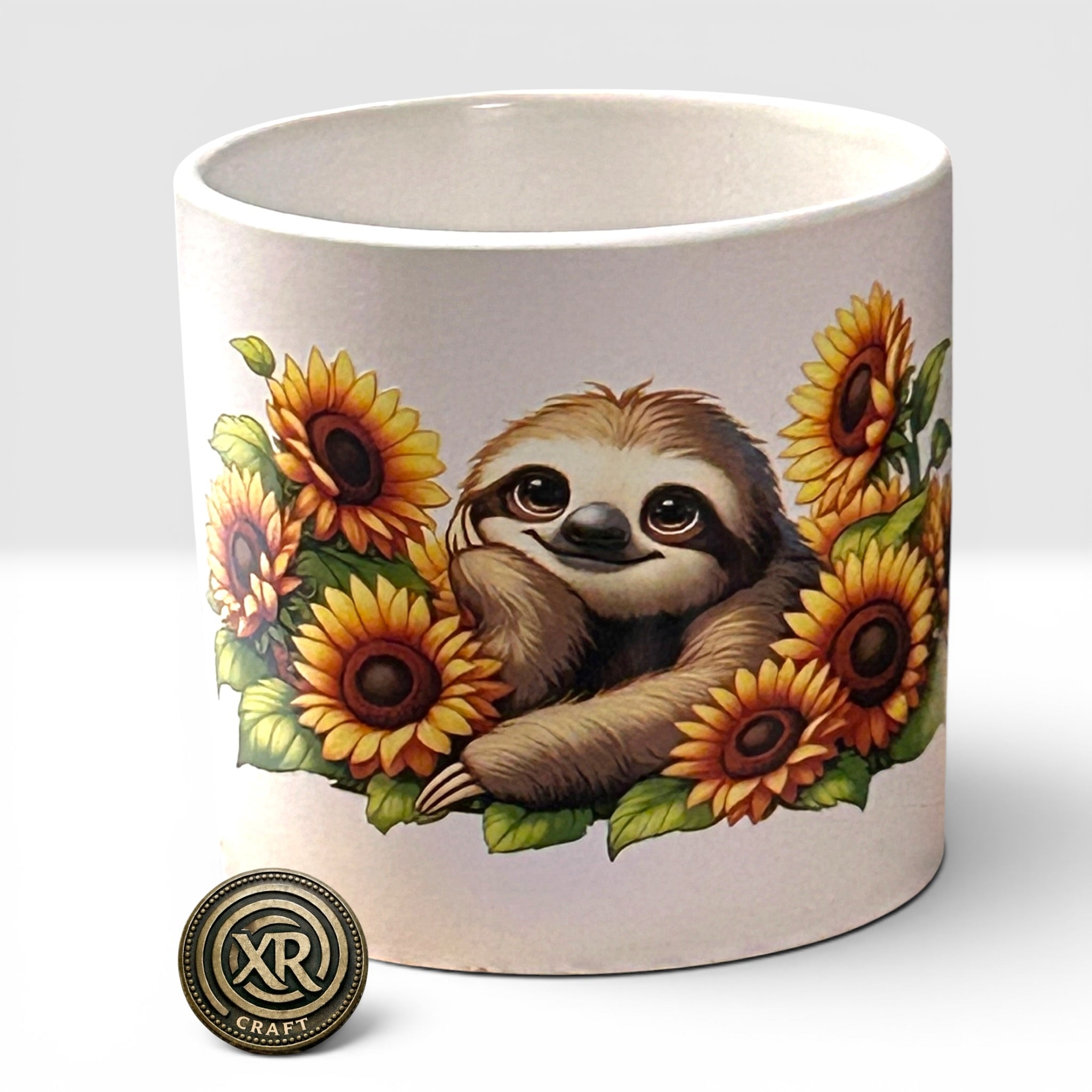 Sunflower Sloth Ceramic Cache Pot