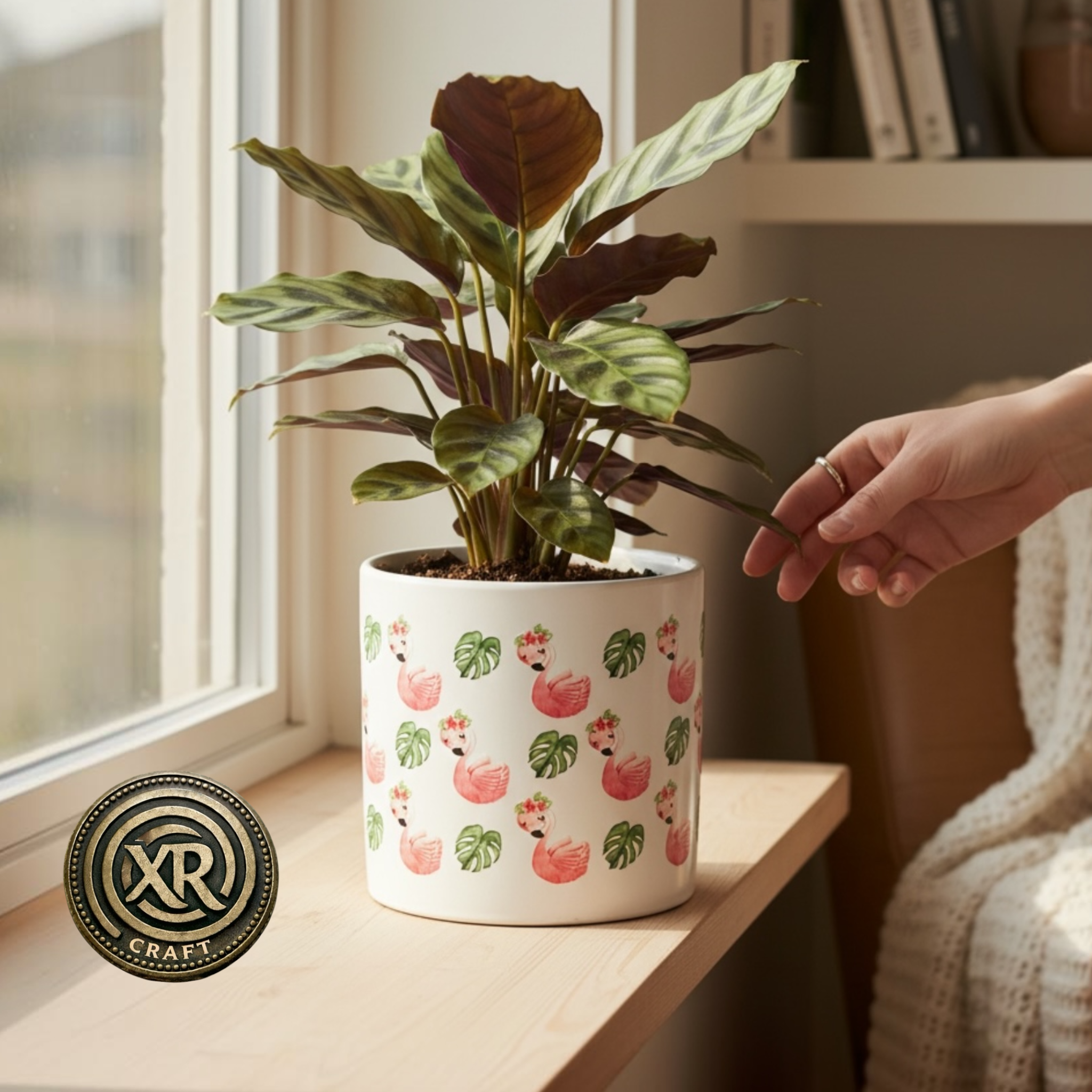 Flamingos In Bloom Ceramic Cache Pot