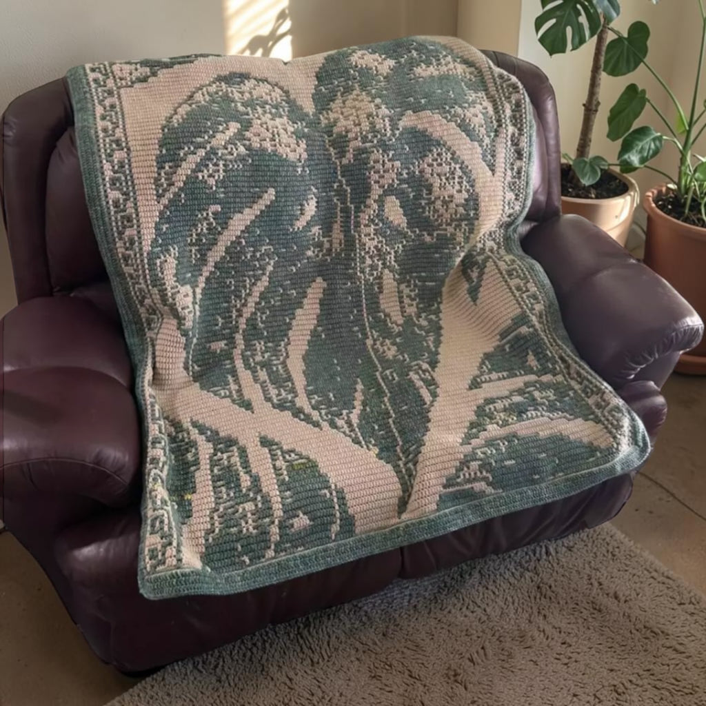 Handmade Monstera Throw