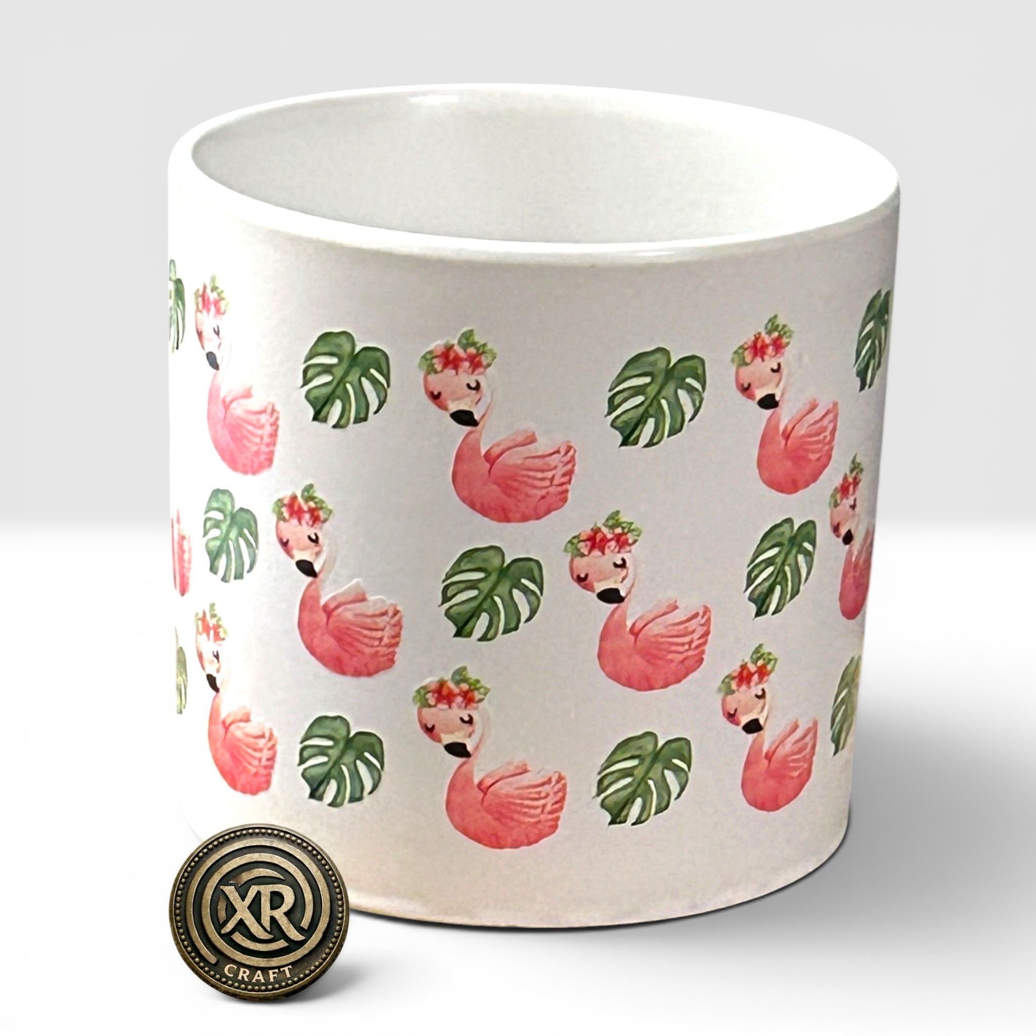 Flamingos In Bloom Ceramic Cache Pot