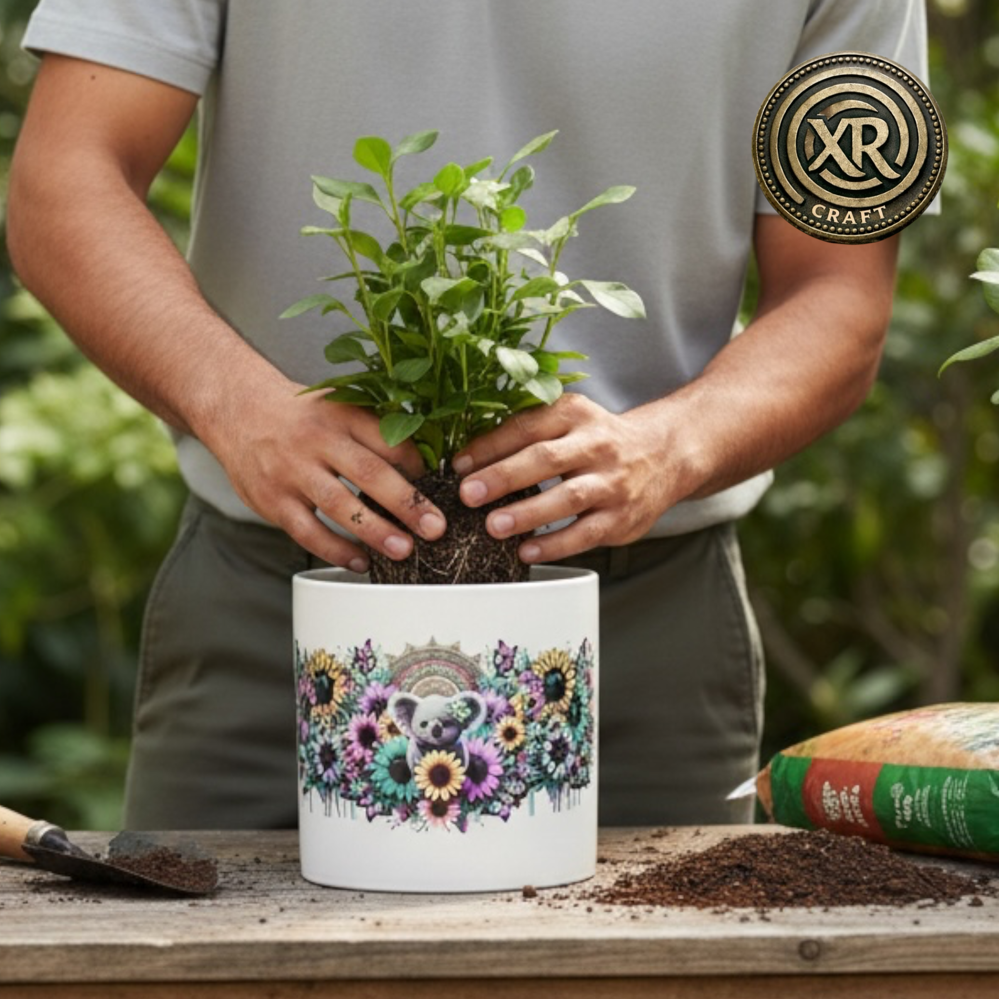 Koala in Bloom Ceramic Cache Pot